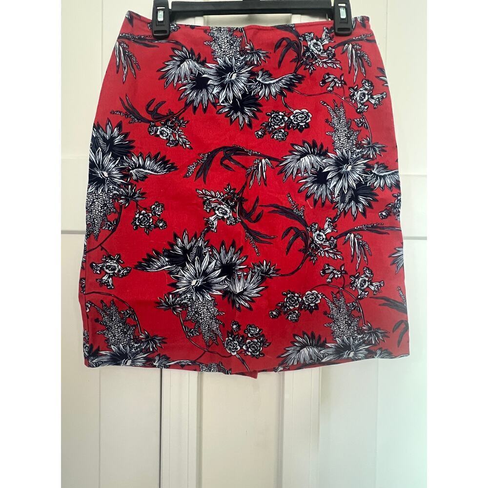 BUSHWACKER PENCIL SKIRT SPANDEX BLEND RED BLUE FLORAL WOMENS 6